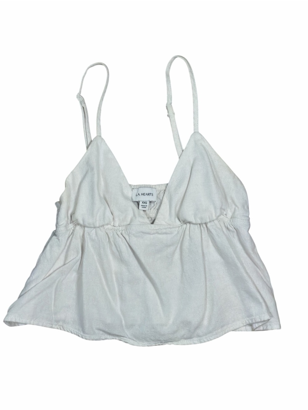 LA Hearts White Spaghetti Strap Linen Peplum Tank top